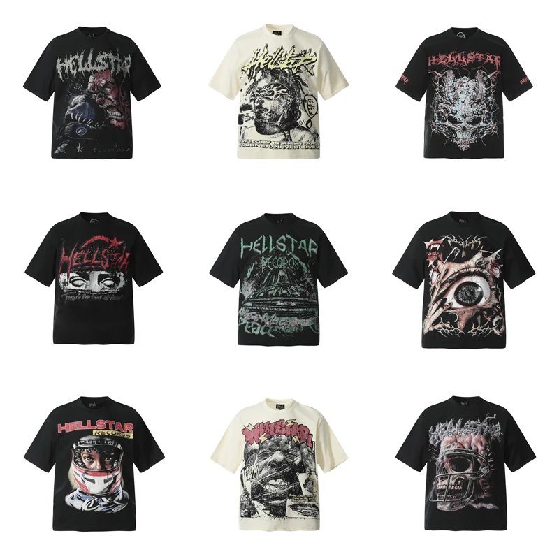 Popular European and American hip-hop printed loose casual short-sleeved couple style  