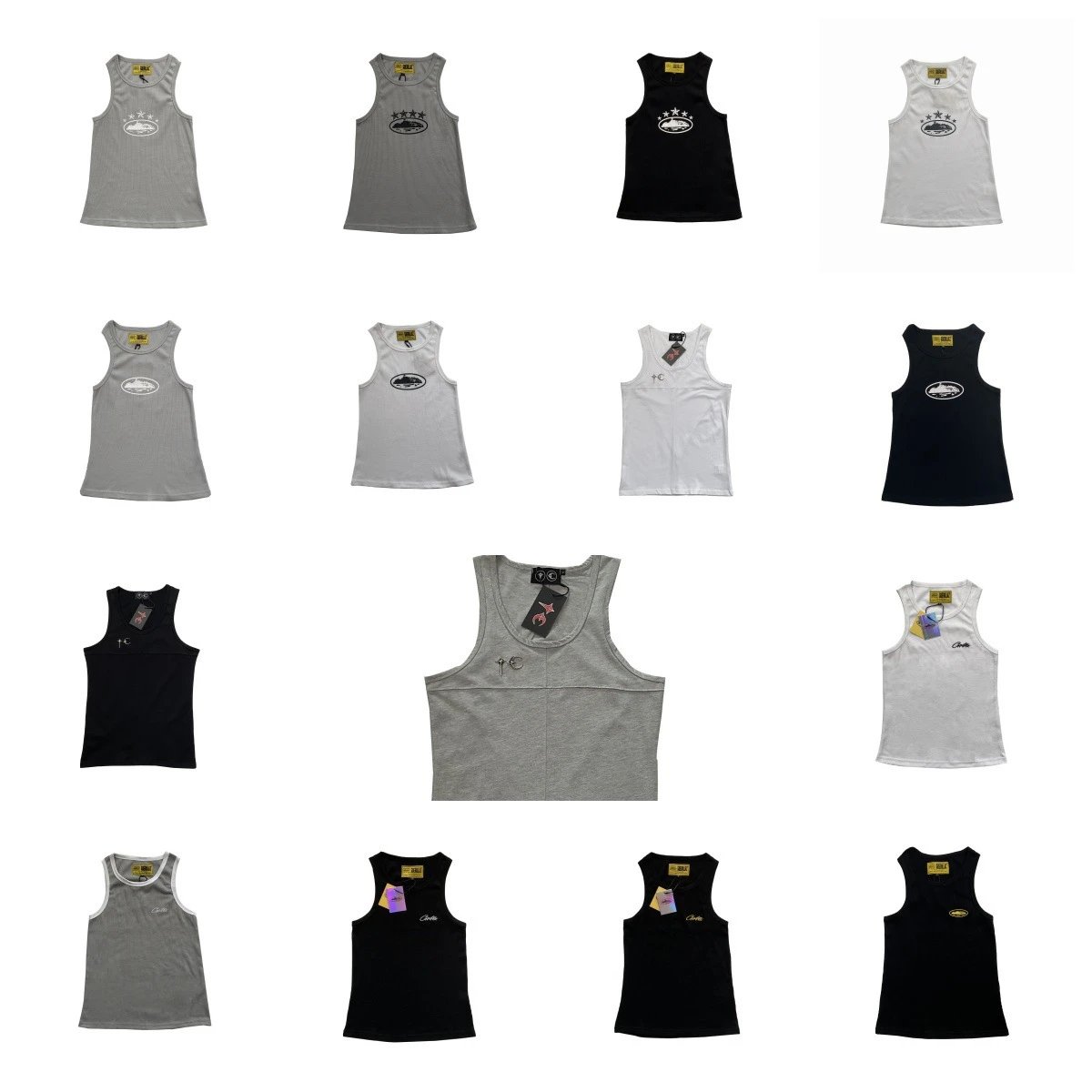 Classic printed embroidered five-star American summer loose vest for men and women  