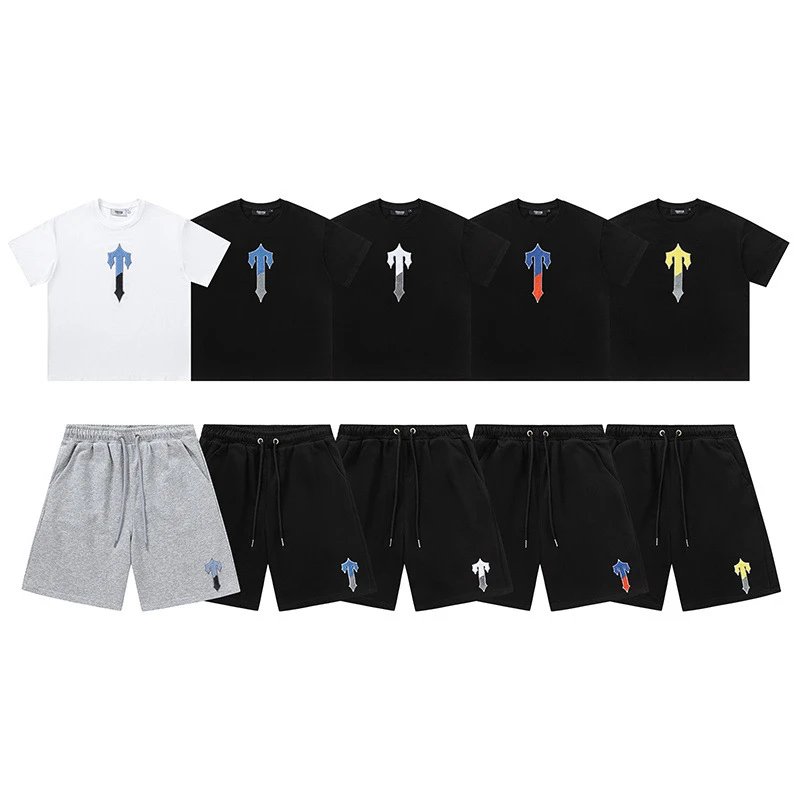 Towel embroidered short-sleeved summer versatile loose casual men's and women's shorts T-shirt  